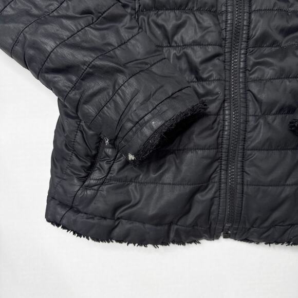 The North Face Reversible Mossbud Jacket Girls Medium 10 12 Black Quilted Fleece - Picture 8 of 10